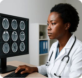 Doctor examining scans